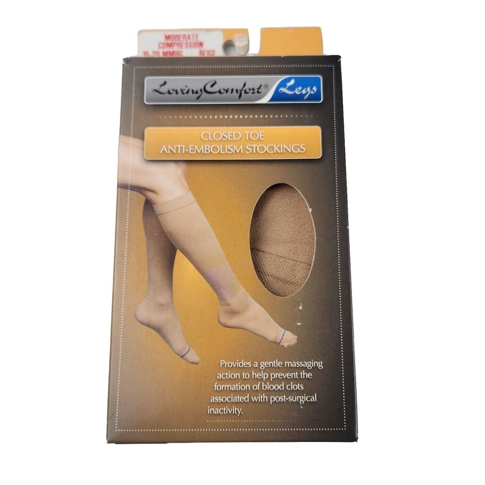 Loving Comfort Closed Toe Anti-Embolism Stockings 15-20mmHg (Beige) X-Large